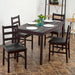 | 5-Piece Solid Wood Dining Table Set for 4 | Brown | Pine Kitchen Table with Upholstered Chairs | Space-Saving Design | Smooth Easy-To-Clean Surface | for Dining Room, Apartment, Restaurant