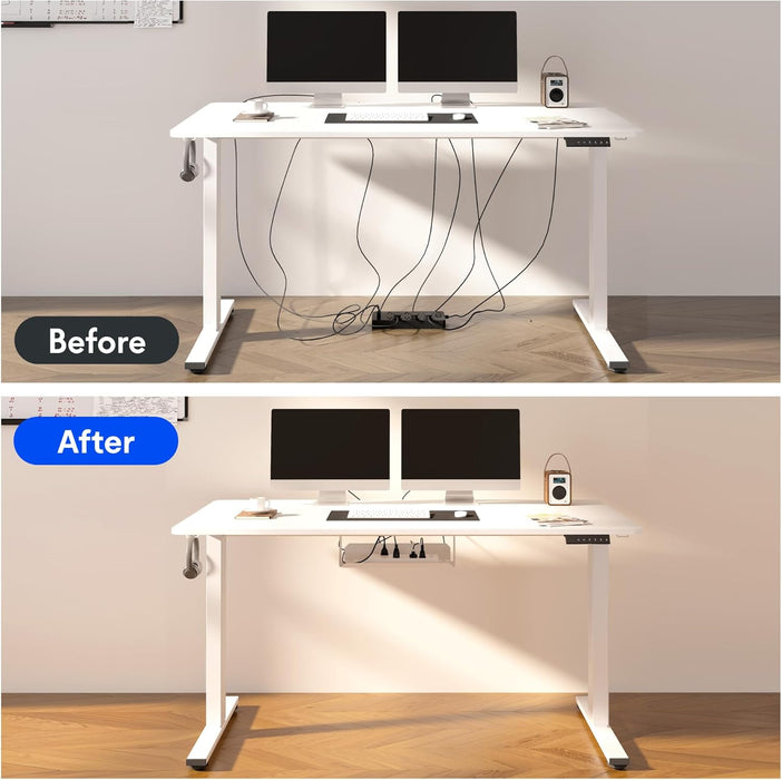 FLEXISPOT EN2 48"X30" Whole-Piece Standing Desk with Power Strip, White