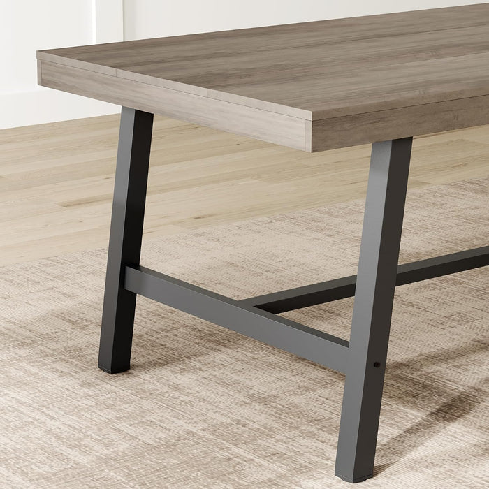 71" Industrial Dining Table, Rectangular Kitchen Table, Grey