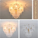 Modern Flush Mount Glass Ceiling Light, Gold Hallway Lights Vintage Chandelier, 4-Light Unique Light Fixture for Bedroom Entryway Loft Kitchen Laundry Bathroom Farmhouse
