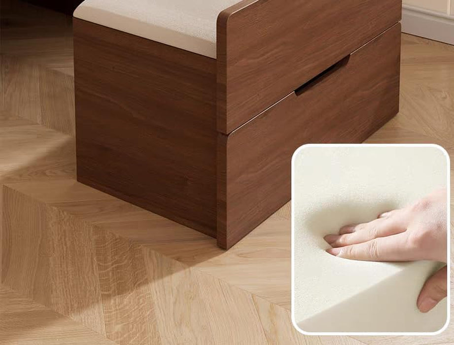 Walnut Compact Vanity Desk With Illuminated Mirror