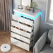 6 Drawer Dresser for Bedroom with LED Lights, White Modern High Gloss Chest of Drawers for Closet, Tall Drawer with Adjustable LED Light, for Living Room, Entryway, Dressing Room