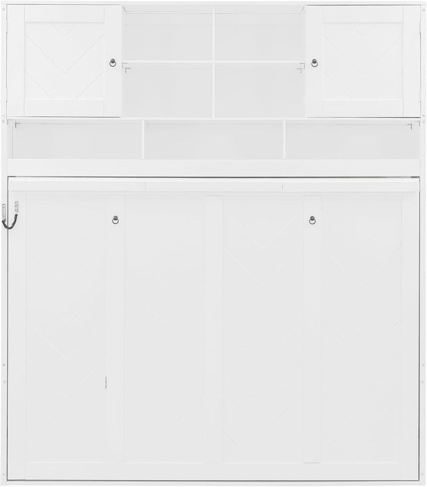 White Queen Murphy Wall Bed With BuiltInStorageSolutions