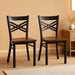 2 Pack HERCULES Series Black ''X'' Back Metal Restaurant Chair - Mahogany Wood Seat
