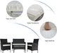 4-Piece Patio Conversation Set Outdoor Furniture with Cushion, Rattan Wicker Chairs, a Sofa and Coffee Table with Tempered Glass Top for Backyard Porch Garden Poolside Balcony (Brown+Beige)