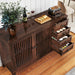 47" Walnut Farmhouse Buffet Sideboard Cabinet with Slat Doors for Kitchen | Wood Credenza with 4 Drawers & 2 Doors Coffee Bar Storage Cabinet with Adjustable Shelf for Living Room Entryway
