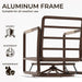 3 Piece Patio Outdoor Aluminum Swivel Rocking Chair with Coffee Table and 6.7" Thickened Cushions, All Weather Outdoor Furniture Chairs for Garden, Poolside, Deck-Brown