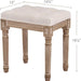 Ottoman Stool, 18.5 in High, Beige, with Padded Seat, Wood Frame, Button Tufted, for Dining, Living Room, Bedroom, Piano, Dressing, Vanity, Foot Rest