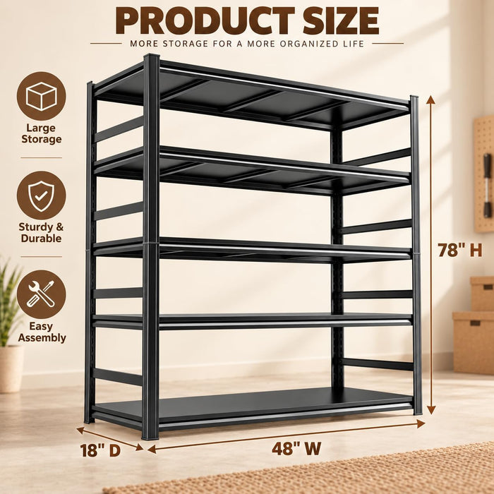 Metal Book Shelf Adjustable Heavy Duty Bookshelf with Tool-Free Assembly