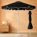 7.5Ft Patio Market Umbrella with Wavy Trim, Uv-Fade-Resistant 210G Canopy, Crank & Tilt, Wind Vent, Heavy-Duty Frame - Black