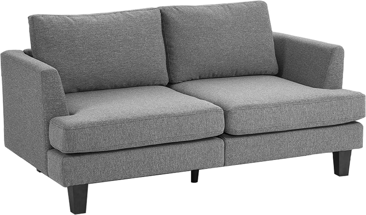 Gray Fabric Loveseat with Wood Legs