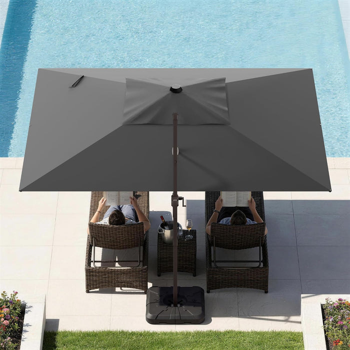 9X12Ft Cantilever Patio Umbrella, Rectangle Offset Umbrella 7 Angle Tilts & 360° Rotation, Large Heavy Duty Outdoor Sun Umbrella for Pool Market, Grey