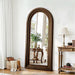 24"X65" Full Length Mirror Solid Wood Frame, Arched Floor Mirror Full Length with Stand, Room Decor Big Full Body Mirror with HD Tempered Glass for Bedroom, Living Room, Walnut Wood