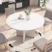 Round Dining Table for 4-6, 47” Modern Kitchen Dining Table Circle with Pedestal Wood Base,Rustic round Table for Kitchen, Living Room, Dining Room (White)