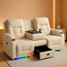 Power Loveseat Recliner Sofa with Middle Seat, Wall Hugger Dual Reclining 3 Seater RV Couch, Home Theater Seating with LED Lights, USB Ports, Power Outlets & Storage, Beige | Pet Friendly, Dual Reclining, Zero Gravity, Button Control