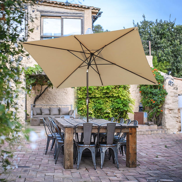 Rectangular Patio Umbrella, Table Market Umbrella with Tilt and Crank, Outdoor Umbrella for Garden, Deck, Backyard, Pool and Beach
