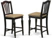 CHS-BLK-LC Chelsea Counter Dining Chairs - Faux Leather Upholstered Solid Wood Chairs, Set of 2, Black