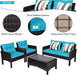 4-Piece Patio Furniture Set Outdoor Rattan Wicker Conversation Set with Coffee Table, Sectional Sofa Bistro Set with Cushions for Garden Poolside Backyard
