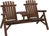 2-Seat Wooden Adirondack Chair, Patio Bench with Table, Outdoor Loveseat Fire Pit Chair for Porch, Backyard, Deck, Carbonized