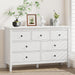 47" White Dresser for Bedroom with 7 Drawer & Metal Handles