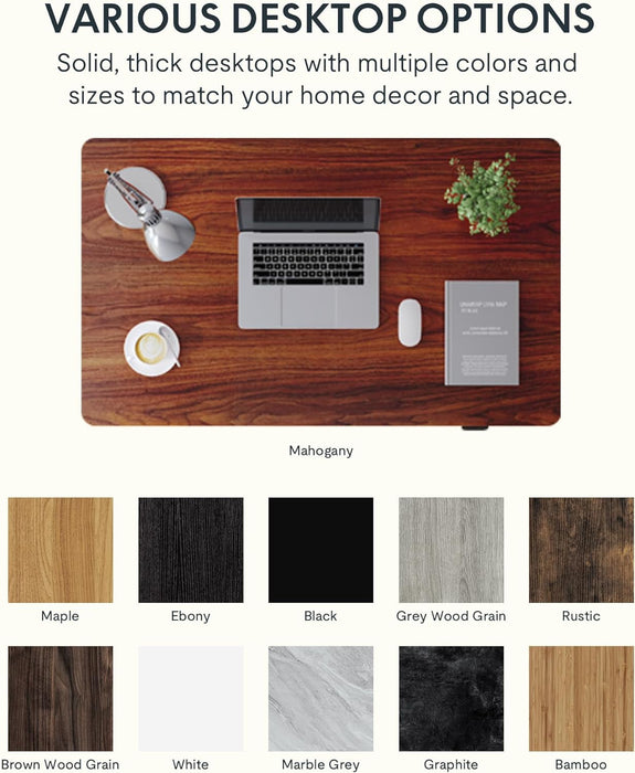 EN1 Whole-Piece Standing Desk 48 X 24 Inches Height Adjustable Desk, Electric Sit Stand Desk Home Office (Black Frame + Mahogany Top, 2 Packages)