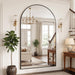 72" X 44" Arched Full Length Floor Mirror, Aluminum Frame, Black