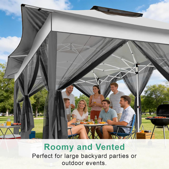 12X20 Pop up Canopy Tent - Gazebo, Party Tents for Parties, Carpas Para Fiestas, Large Outdoor Popup Patio Screened Gazebos, Shelter Tents with Net for Backyard, Commercial,Darkgrey