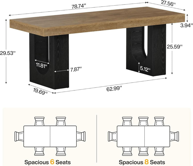 78.7" Rectangular Dining Table for 6-8 People