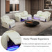 Power Recliner Set with LED Lights, Air Leather Reclining Set with USB Port/Wireless Charger/Storage Console/Cup Holder for House/Hometheater/Apt (Ivory White, Sofa Loveseat Chair)