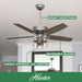 Quiet 52 Inch Reversible Brushed Nickel Ceiling Fan