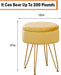 Velvet Ottoman round Footrest Footstools with Storage Space Soft Vanity Chair with Memory Foam Seat Small Side Table Hallway Step Stool 4 Gold Metal Legs with Adjustable Footings Ginger