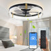 Low Profile Ceiling Fan with Lights: Flush Mount Ceiling Fans with Lights and Remote Control, Dimmable LED 3 Color 6 Speeds Timing Reversible Blades Modern Ceiling Fans for Bedroom Living Room, Black