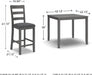 Bridson 5 Piece Dining Room Set, Includes Table & 4 Ladderback Barstools, Wood, Gray