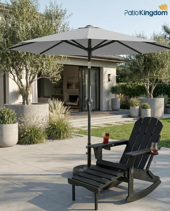 Patiokingdom 10FT Patio Umbrella with Push Button Tilt and Crank, Outdoor Market Umbrella with 8 Fiberglass Ribs, UV Protection Table Umbrella for Pool,Backyard,Garden,Deck