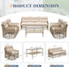 Outdoor Patio Furniture Set round Rattan with Swivel Chairs,Beige