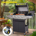 4-Burner Propane Gas Grill with Side Burner, Portable BBQ Grills with Oil Tray and Built-In Thermometer for Outdoor Barbecue, Camping, Patio, Backyard, 49,000 BTU