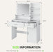 White Vanity Desk with Mirror & RGB Lights - Adjustable Brightness, Glass Top, Built-In Power Outlet, Multi-Storage Makeup Dressing Table for Bedroom