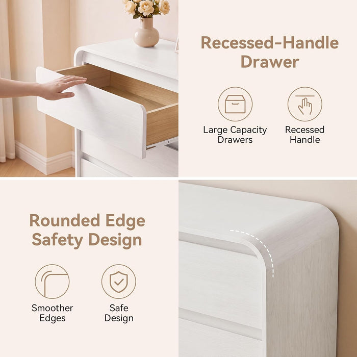 White 5-Drawer Dresser for Bedroom, 50.5" Tall Chest of Drawers