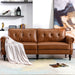 Brown Leather Mid-Century Modern Loveseat