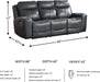 Mighty Moves Contemporary Power Leather Match Reclining Sofa with Position Lock, Adjustable Headrest and USB Charging Ports, Blue