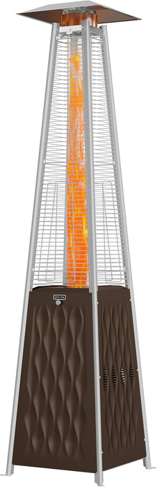 Pyramid Patio Heater, 48,000 BTU Outdoor Patio Heater, Quartz Glass Tube Propane Heater, Triple Protection System, with Wheels, Outdoor Heater for Commercial & Residential, Brown