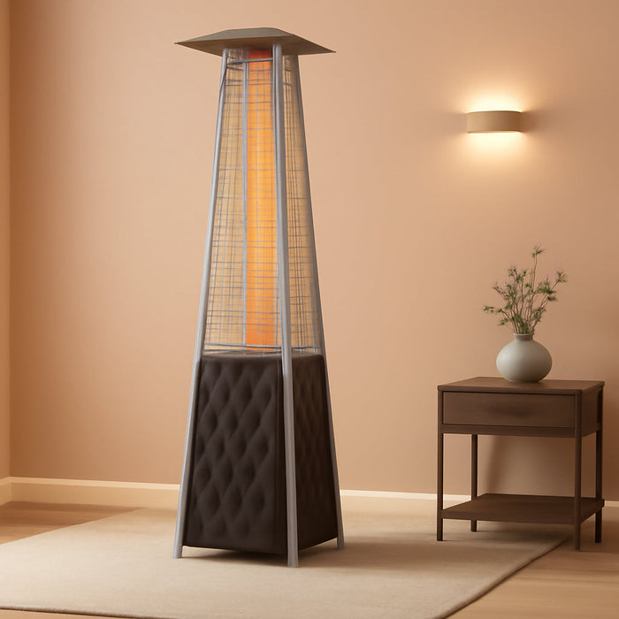 Pyramid Patio Heater, 48,000 BTU Outdoor Patio Heater, Quartz Glass Tube Propane Heater, Triple Protection System, with Wheels, Outdoor Heater for Commercial & Residential, Brown