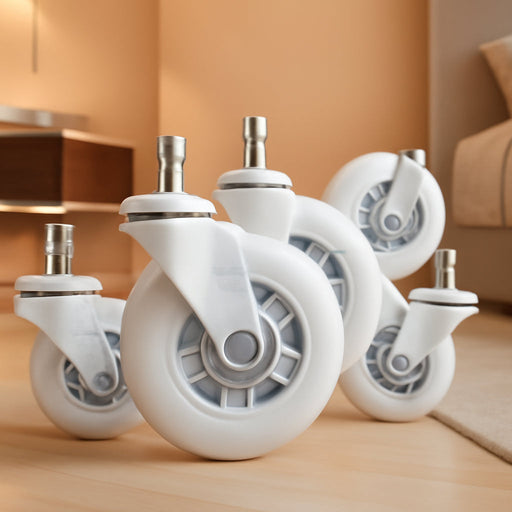 The Original Roller Blade Office Chair Wheels (As Seen on PBS) - Incredibly Smooth & Quiet Rolling Casters - Safe for Hardwood Floors & Carpet - Easy Installation with Universal Fit - Set of 5 - White