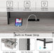 Grey Dresser with Power Outlets and LED Lights 13 Drawers Long Dresser for Bedroom Faux Leather Fabric Chest of Drawers for Living Room Hallway Entryway Closets Sturdy Frame Wood Top