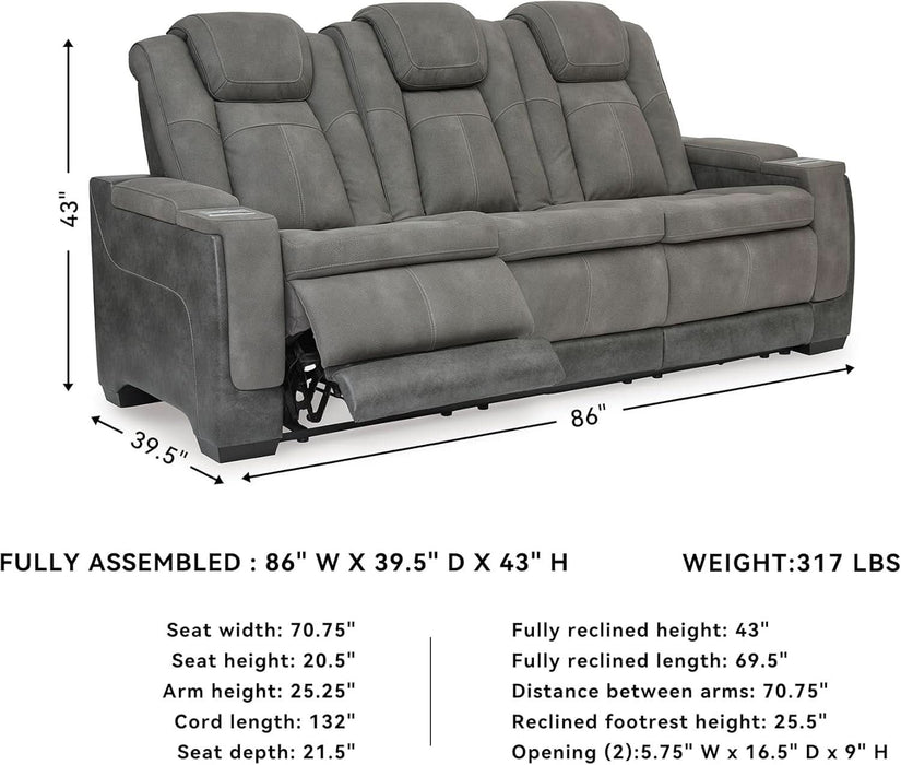 Next-Gen Durapella Modern Faux Leather Power Reclining Sofa with Adjustable Headrest, Gray