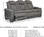Next-Gen Durapella Modern Faux Leather Power Reclining Sofa with Adjustable Headrest, Gray
