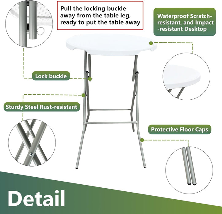 32 Inch White Ultralightweight Folding Table Outdoor