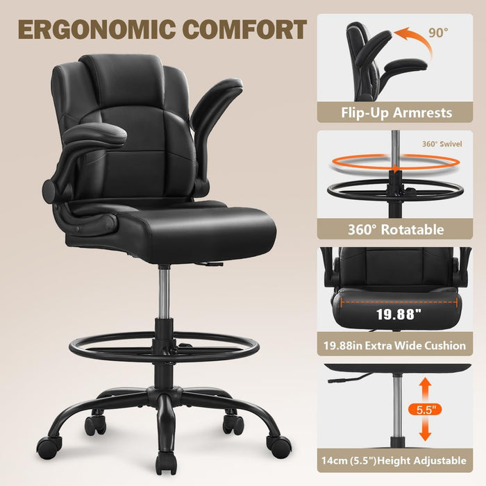 Ergonomic Drafting Chair,Tall Office Chair for Standing Desk
