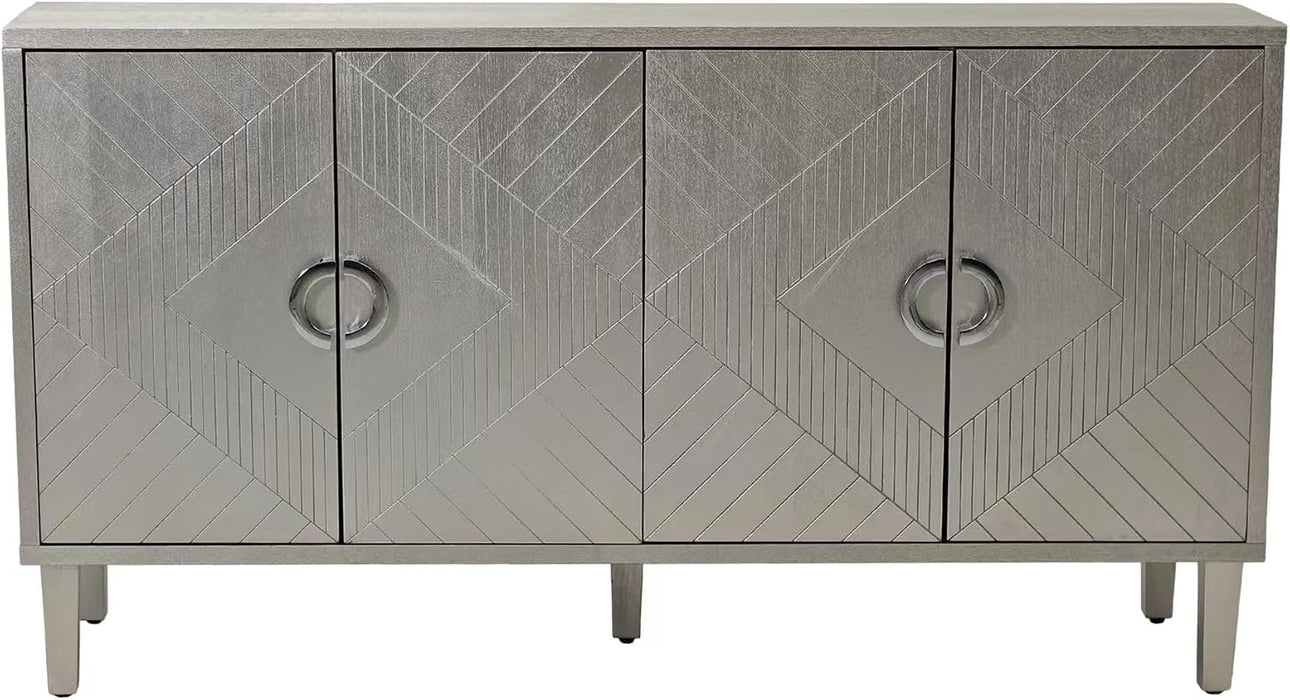 Modern 60 Inch Wide Silver Sideboard Buffet Cabinet