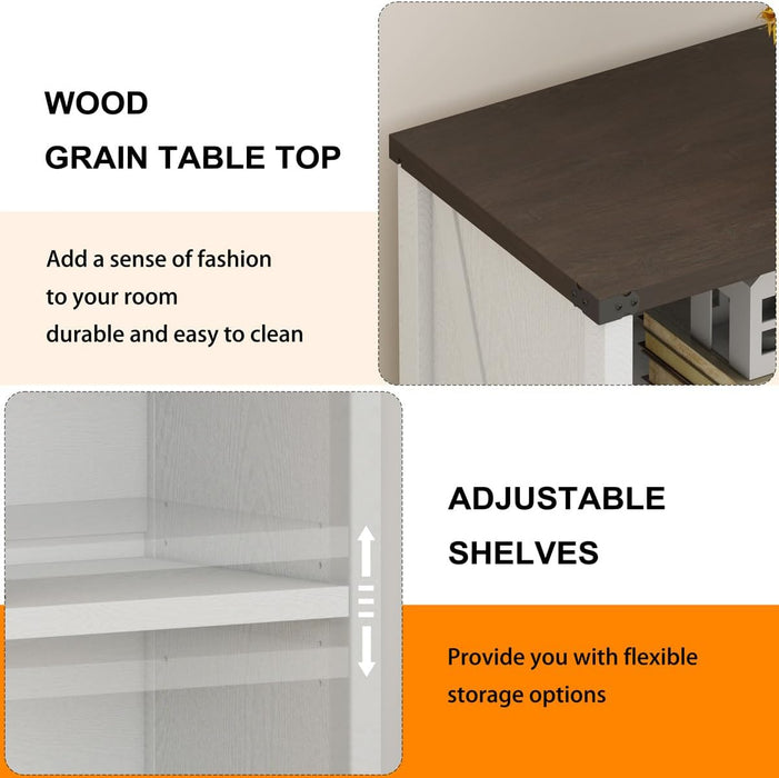 Three Tier TwoTone SolidWood Bookshelf WhiteOak Storage